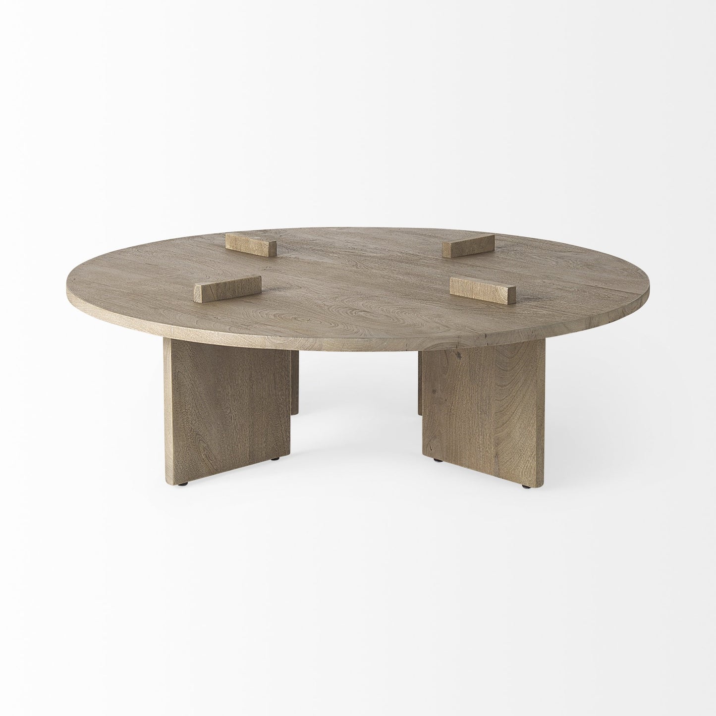 Cool Gray Brown Round Wooden Coffee Table