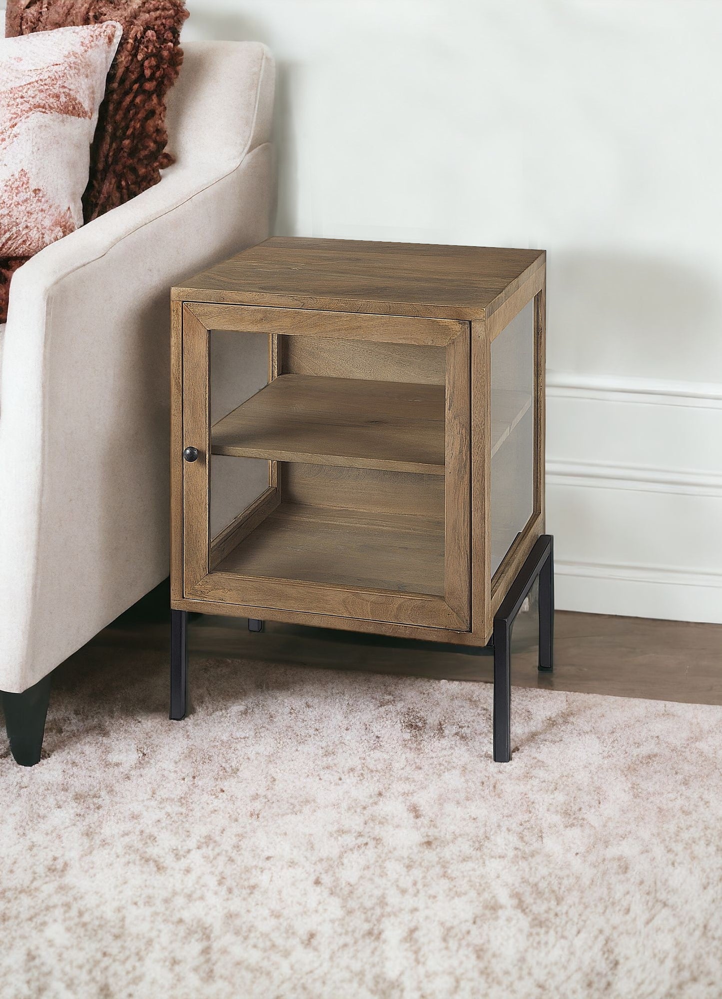 26" Brown Solid Wood Square End Table