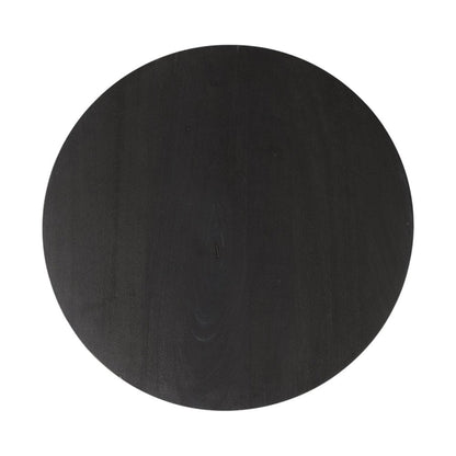 24" Black Solid Wood And Iron Round Pedestal End Table