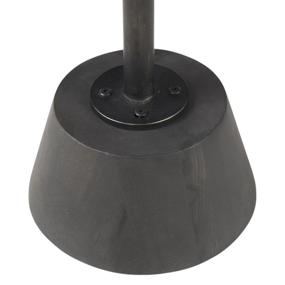 24" Black Solid Wood And Iron Round Pedestal End Table