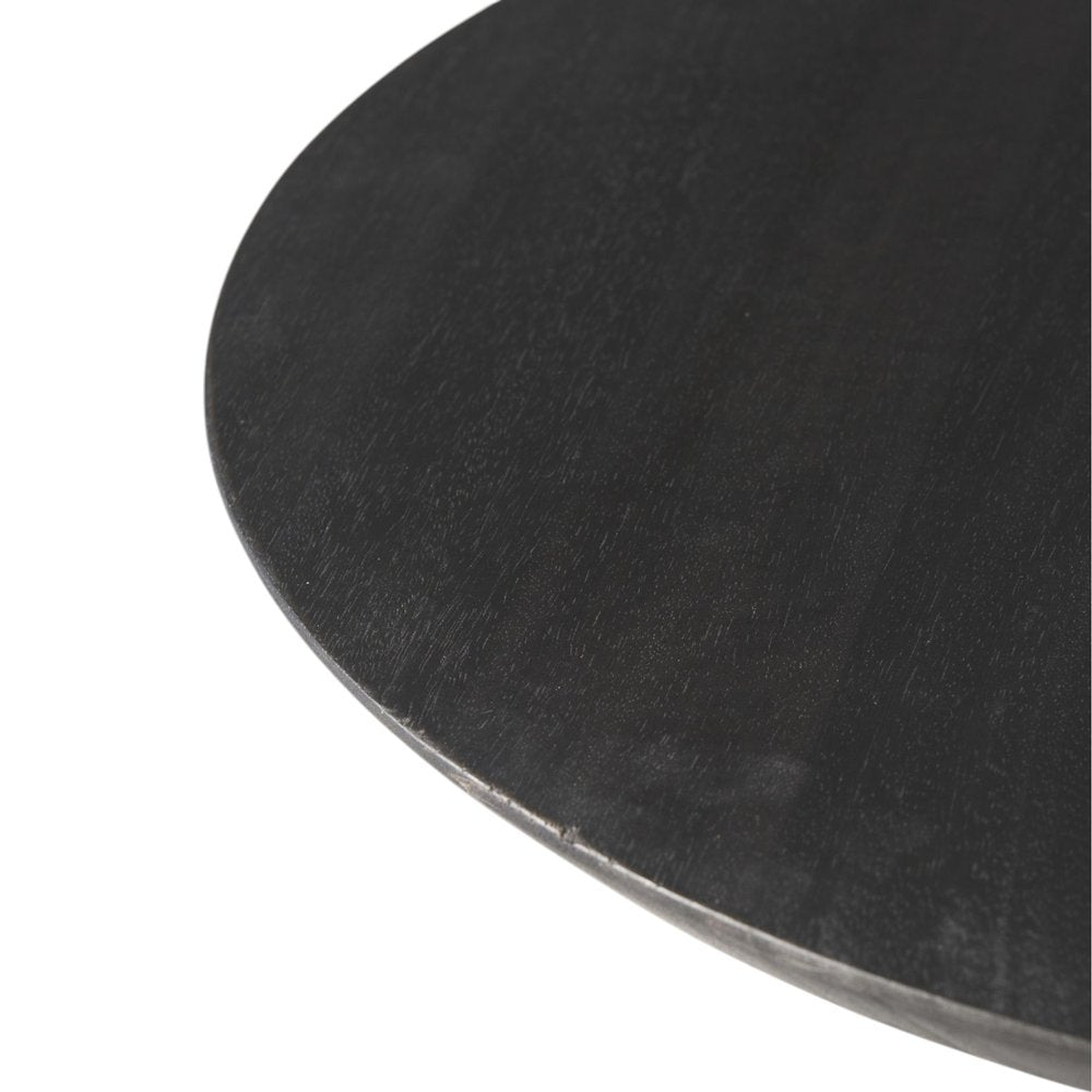 24" Black Solid Wood And Iron Round Pedestal End Table