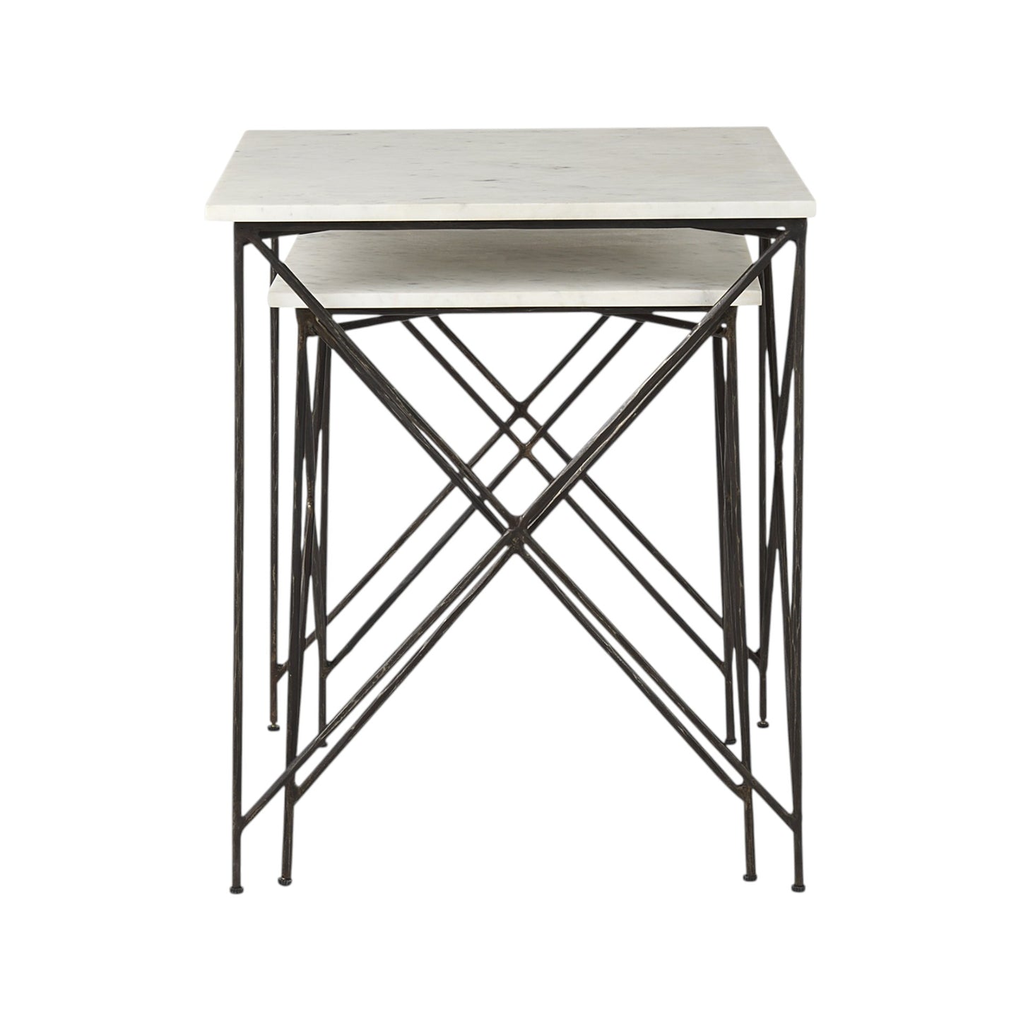 24" Bronze And White Marble Square End Table