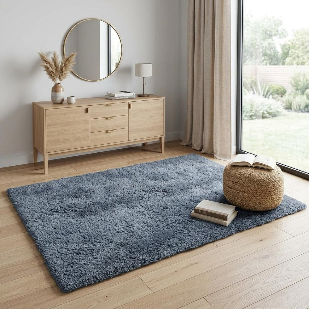 5' X 7' Gray Shag Non Skid Area Rug