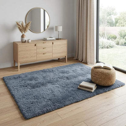 5' X 7' Gray Shag Non Skid Area Rug