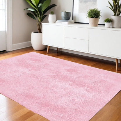 5' X 7' Pink Shag Area Rug