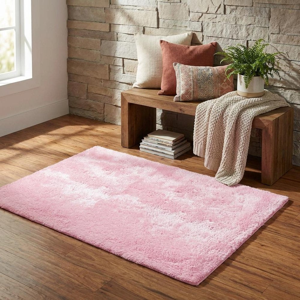 5' X 7' Pink Shag Area Rug