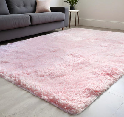 4' X 5' Pink Shag Power Loom Area Rug