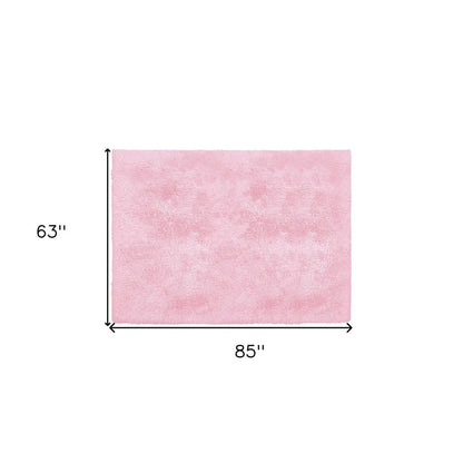 4' X 5' Pink Shag Power Loom Area Rug