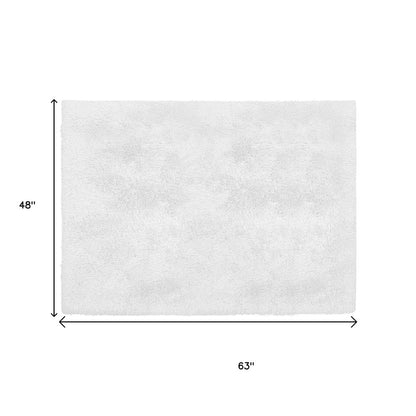 4' X 5' White Power Loom Area Rug