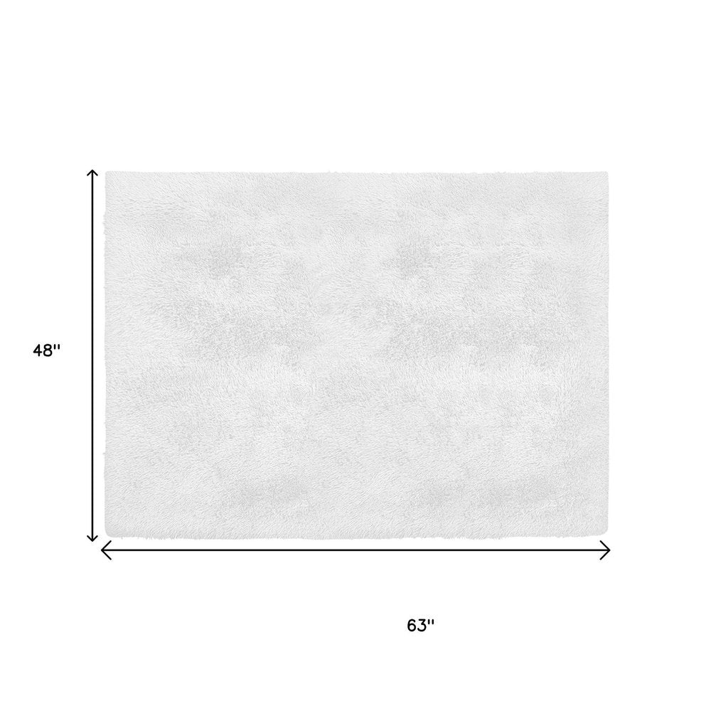 4' X 5' White Power Loom Area Rug