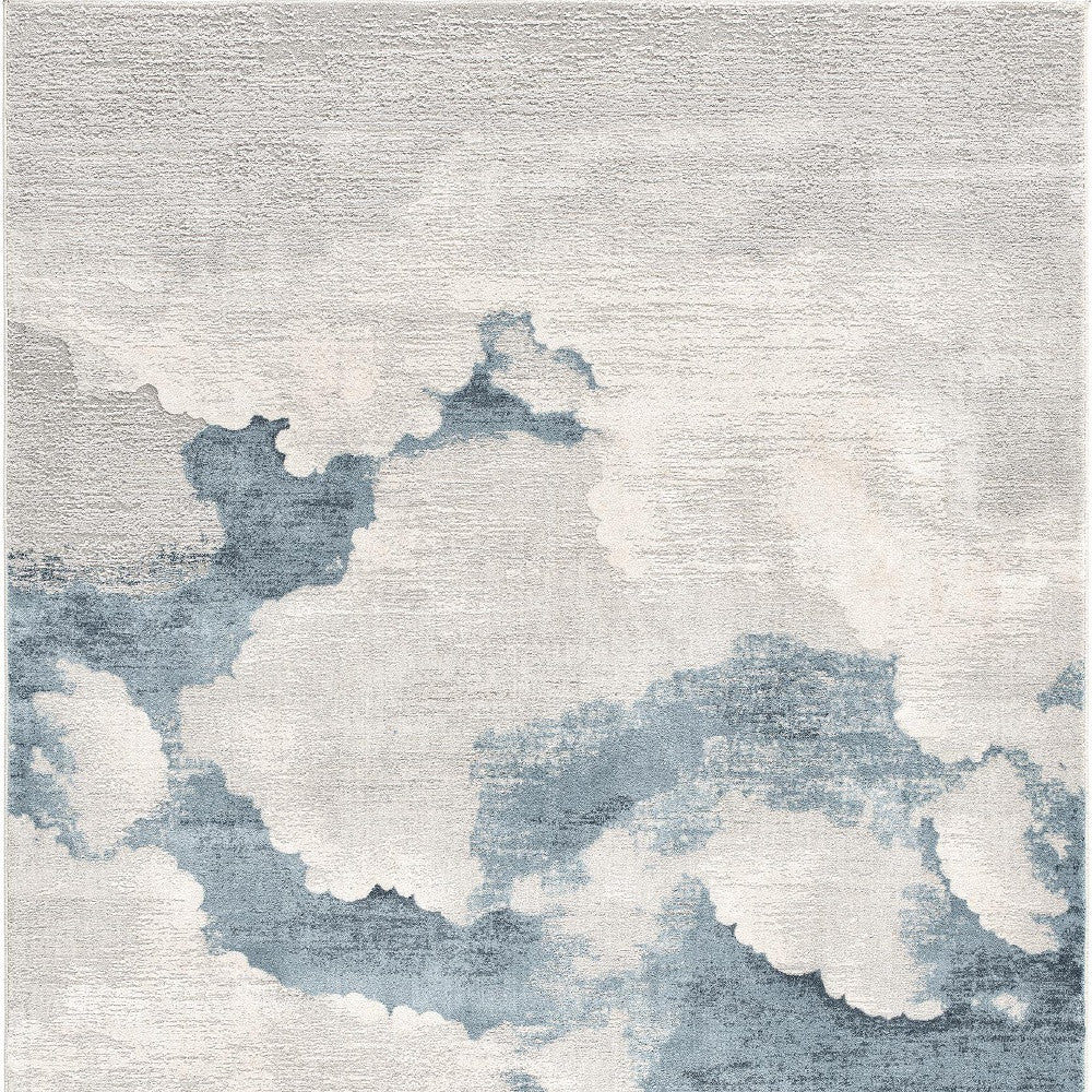 5' x 7' Gray and Blue Abstract Area Rug