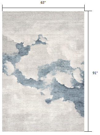 5' x 7' Gray and Blue Abstract Area Rug