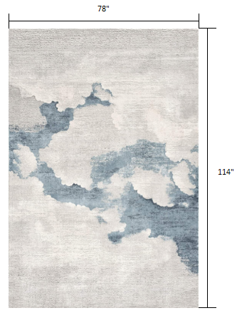 5' x 7' Gray and Blue Abstract Area Rug