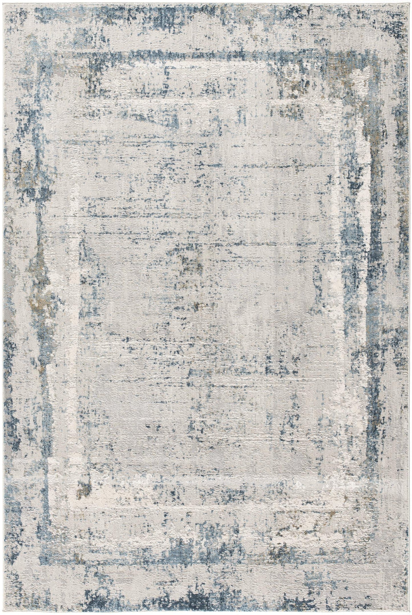 4' x 6' Blue and Ivory Abstract Power Loom Area Rug