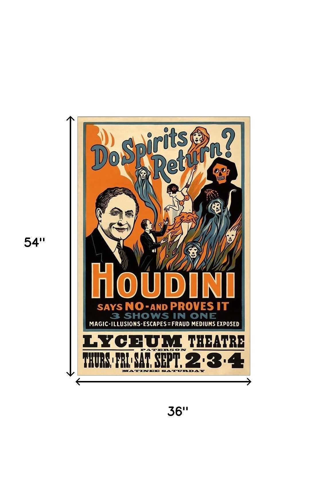 Houdini Spirits Vintage Magic Unframed Print Wall Art