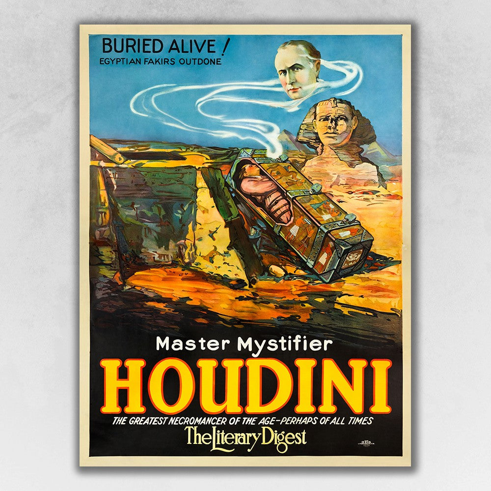 Master Mystifier Houdini Vintage Magic Unframed Print Wall Art