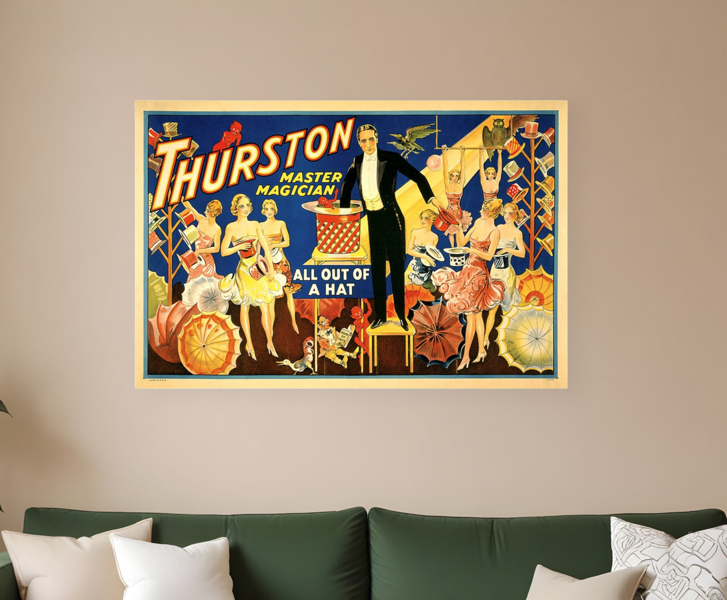 Thurston Out Of A Hat Vintage Magic Unframed Print Wall Art