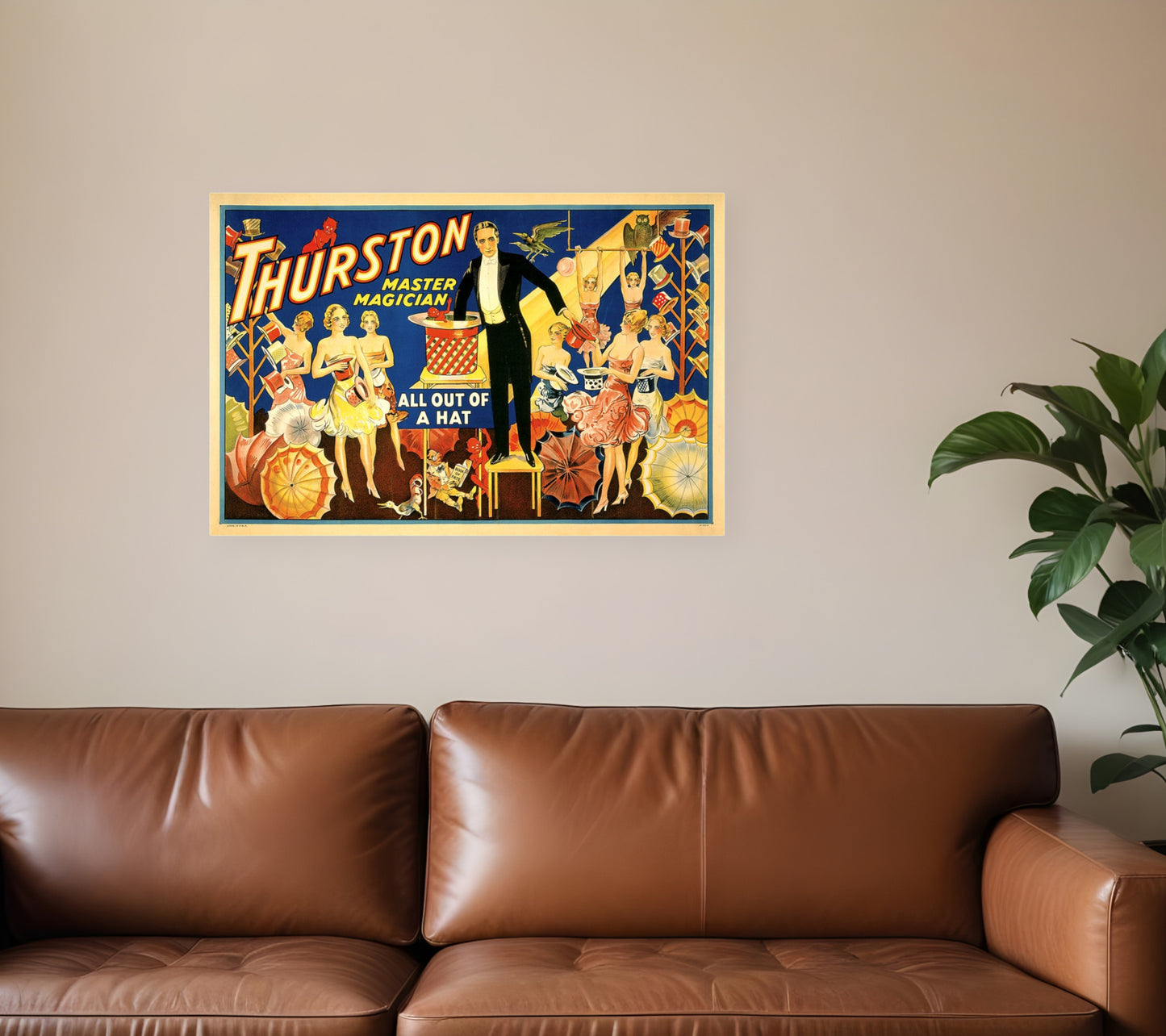 Thurston Out Of A Hat Vintage Magic Unframed Print Wall Art