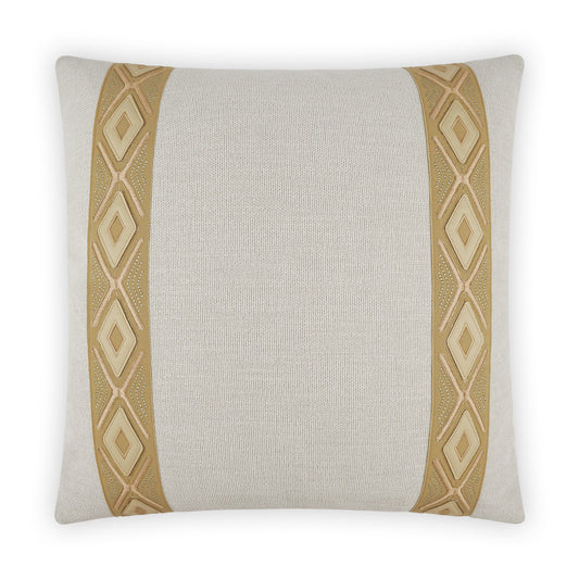 D.V. KAP HOME   24" x 24" Rochelle Pillow - Birch Band / Ribbon, Transitional    - 3934-B-2424