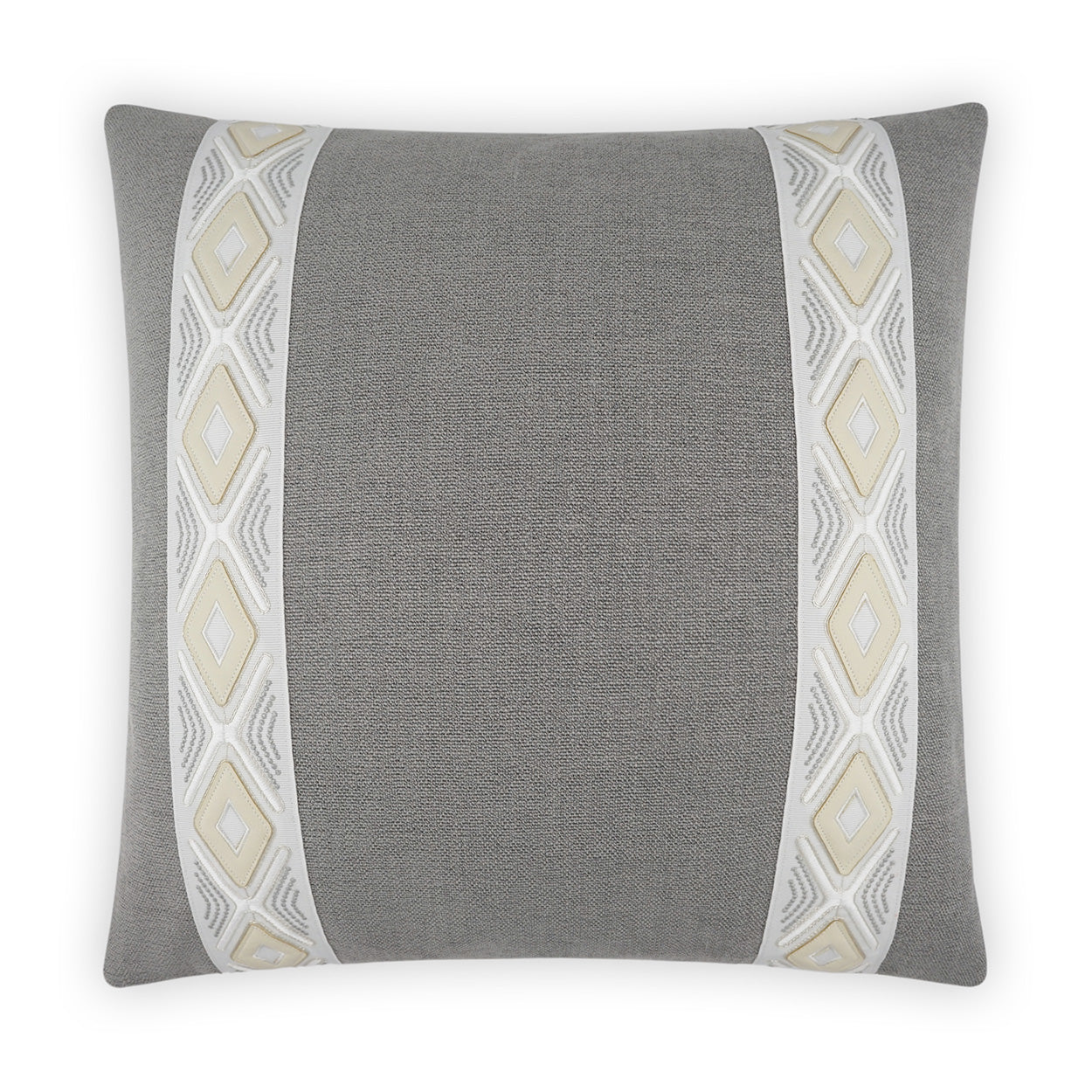 D.V. KAP HOME   24" x 24" Rochelle Pillow - Dove Band / Ribbon, Transitional    - 3934-D-2424