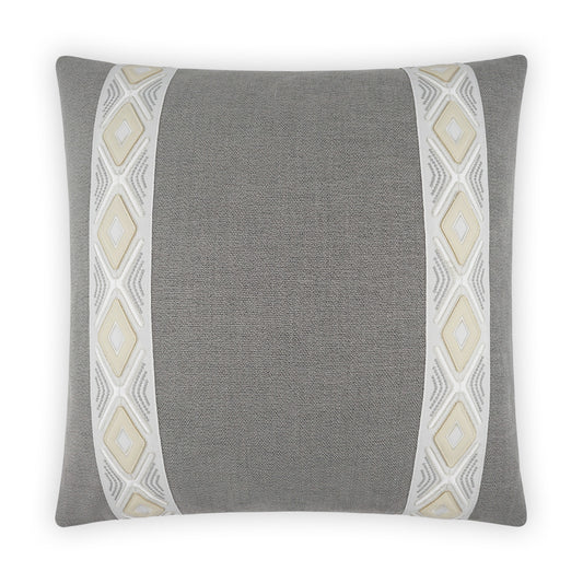 D.V. KAP HOME   24" x 24" Rochelle Pillow - Dove Band / Ribbon, Transitional    - 3934-D-2424
