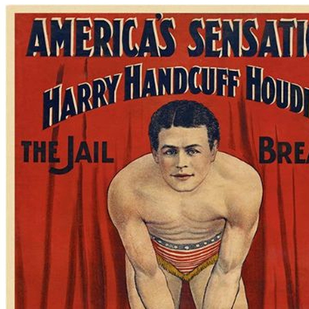 36" X 54" Houdini In Handcuffs Vintage Magic Poster Wall Art