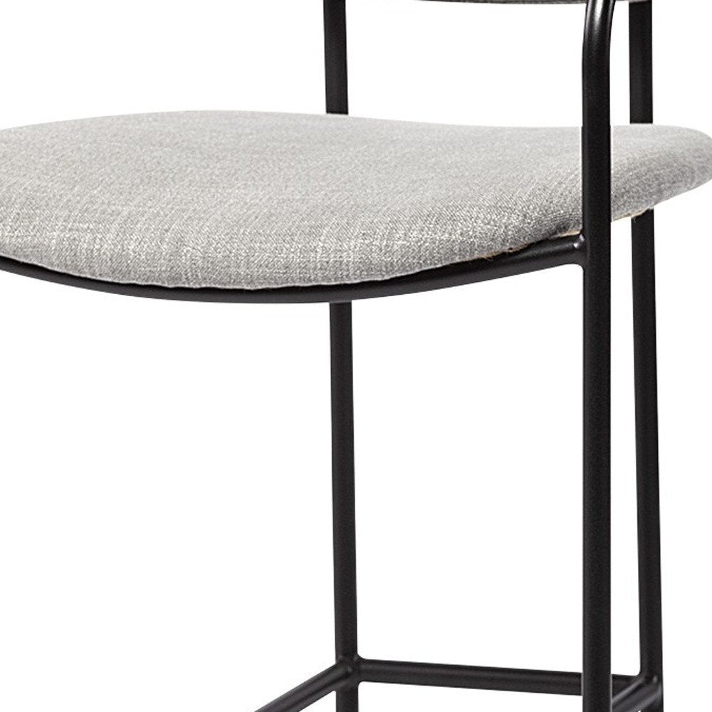 27" Gray And Black Fabric And Metal Counter Height Bar Chair