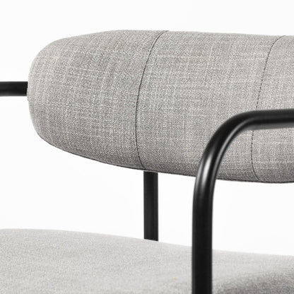27" Gray And Black Fabric And Metal Counter Height Bar Chair