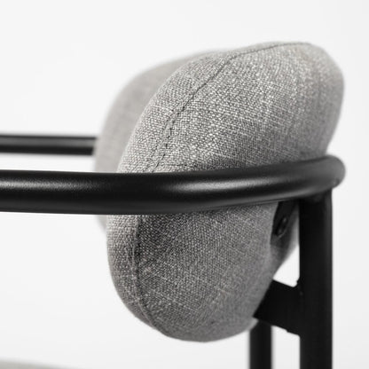 27" Gray And Black Fabric And Metal Counter Height Bar Chair