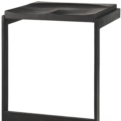 26" Black Solid Wood and Metal Backless Counter Height Bar Chair