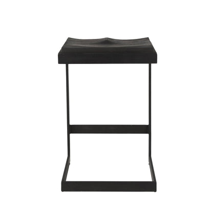 26" Black Solid Wood and Metal Backless Counter Height Bar Chair