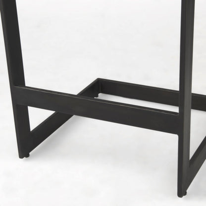 26" Black Solid Wood and Metal Backless Counter Height Bar Chair