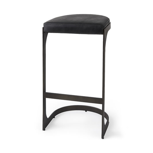 35" Black Iron Backless Bar Chair