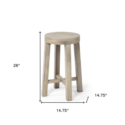 26" Brown Wood Backless Counter Height Bar Chair