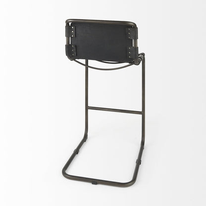 30" Black And Gray Leather And Iron Bar Height Bar Chair
