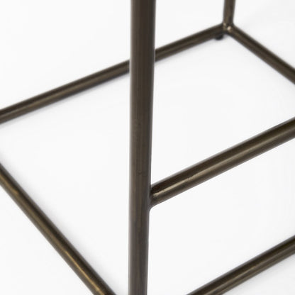 29" Bronze Leather and Metal Backless Bar Chair