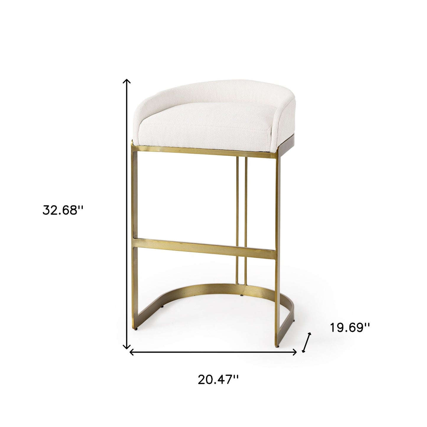 35" White Nickel Low back Bar Chair