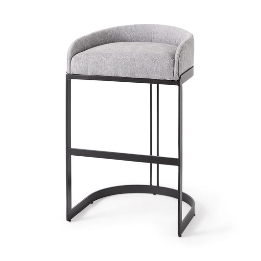 30" Gray And Black Low Back Bar Height Bar Chair