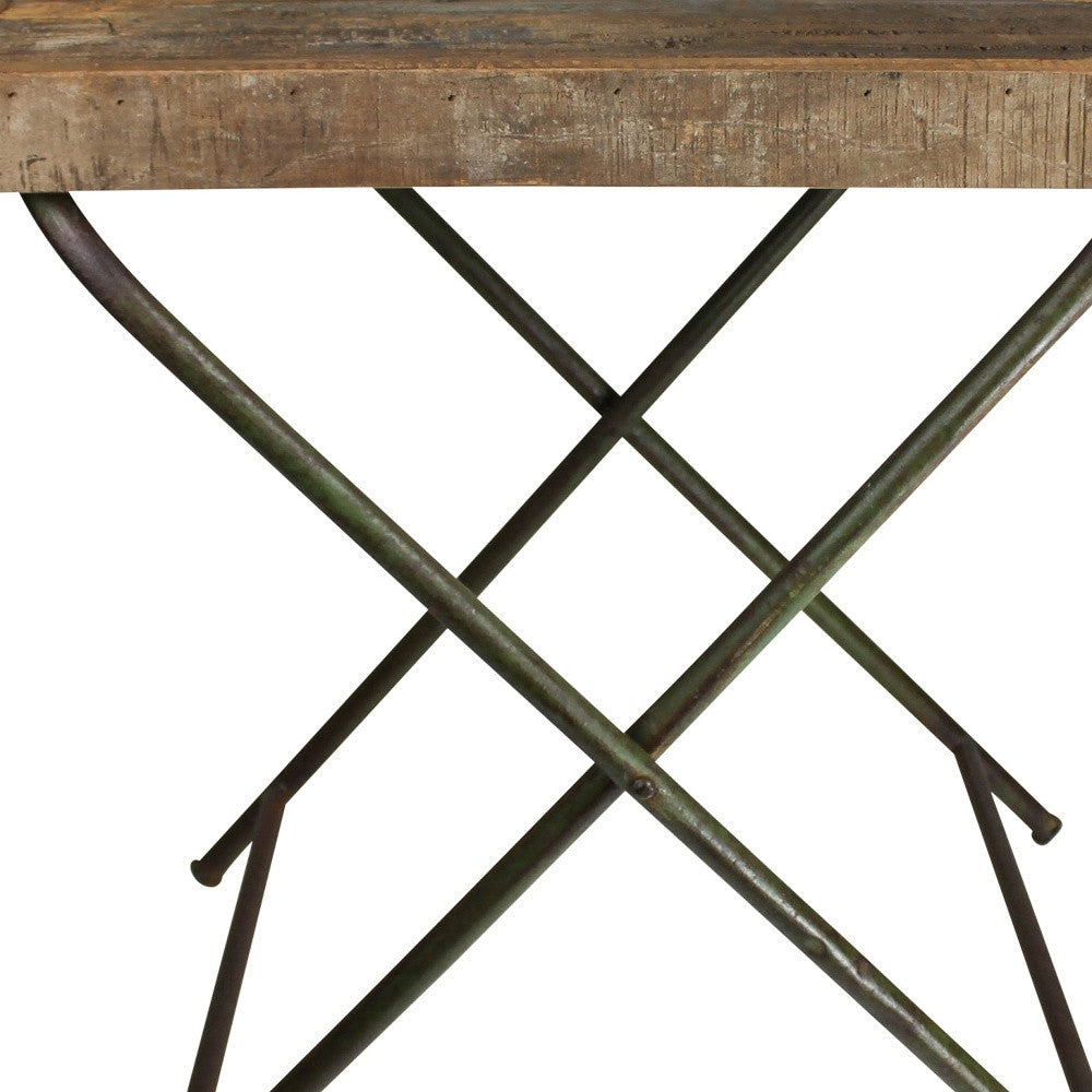 30" Charcoal And Wood Brown Solid Wood End Table