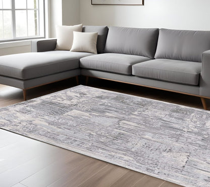 5' X 7' Blue Abstract Power Loom Area Rug