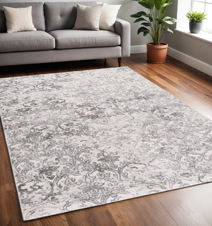 5' X 8' Cream Toile Power Loom Area Rug