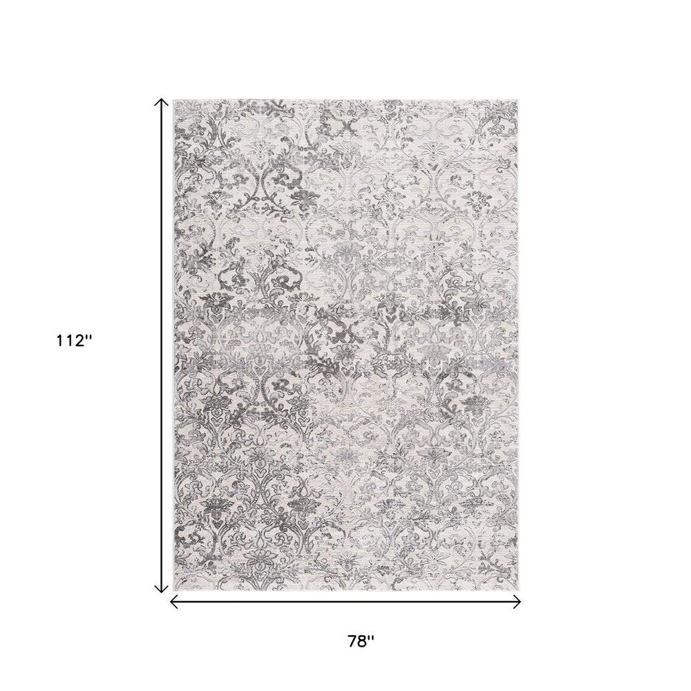 5' X 8' Cream Toile Power Loom Area Rug