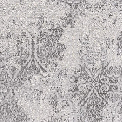 8' X 11' Cream And Gray Tinted Ogee Pattern Area Rug