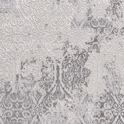 5' X 8' Cream And Gray Tinted Ogee Pattern Area Rug