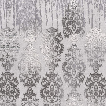 8' X 10' Gray Damask Power Loom Area Rug