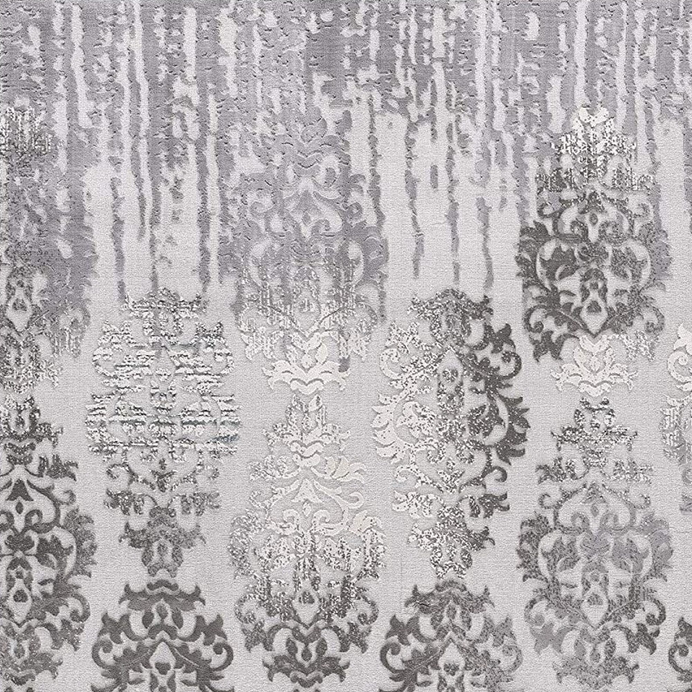 6' X 9' Gray Damask Power Loom Area Rug