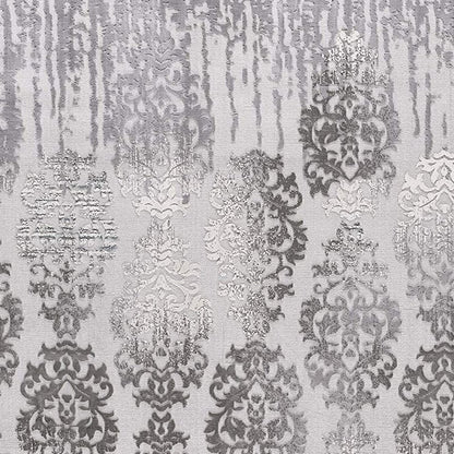 5' X 7' Gray Damask Power Loom Area Rug