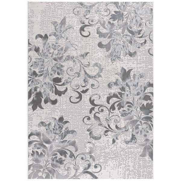 8' X 10' Blue Damask Power Loom Area Rug