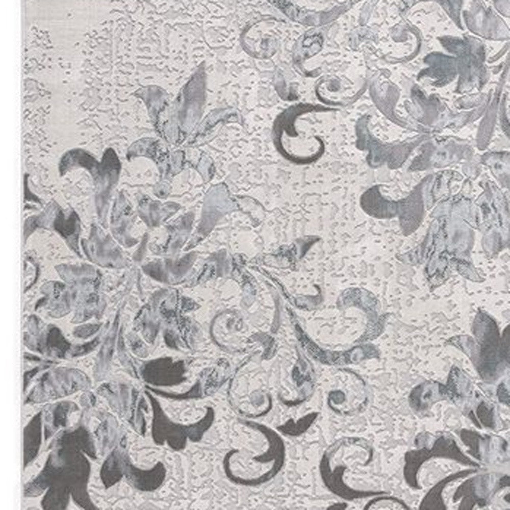 8' X 10' Blue Damask Power Loom Area Rug