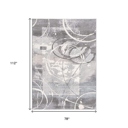 5' X 7' Gray Abstract Power Loom Area Rug